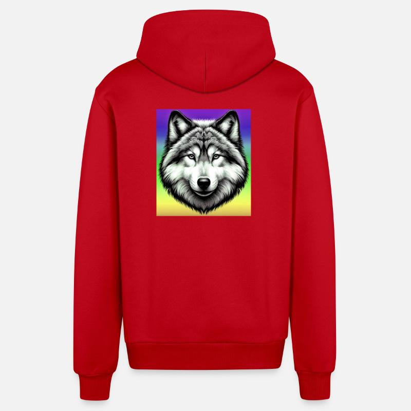 Wolf - Organic Relaxed Hooded Jacket Made in EU - red