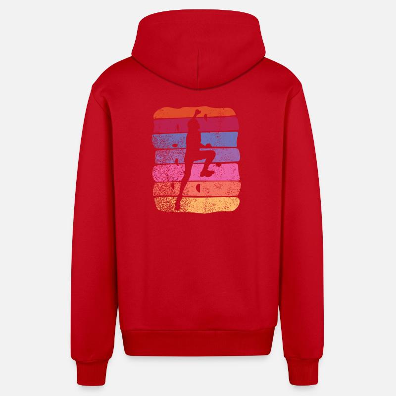 Boulderer Boulder Bouldern - Organic Relaxed Kapuzenjacke Made in EU - Rot