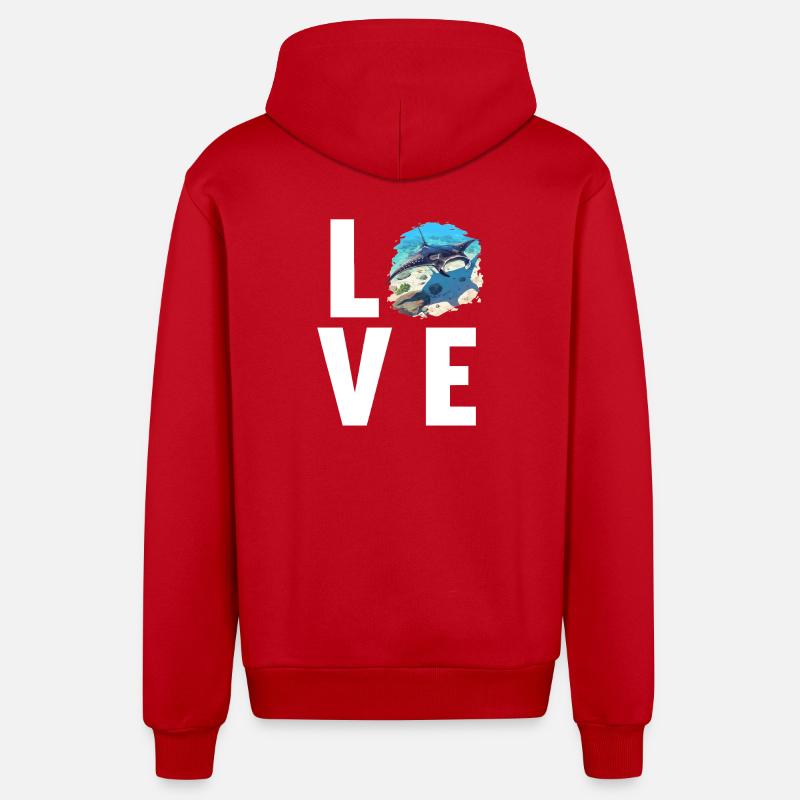 Rays Manta Rays - Organic Relaxed Hooded Jacket Made in EU - red