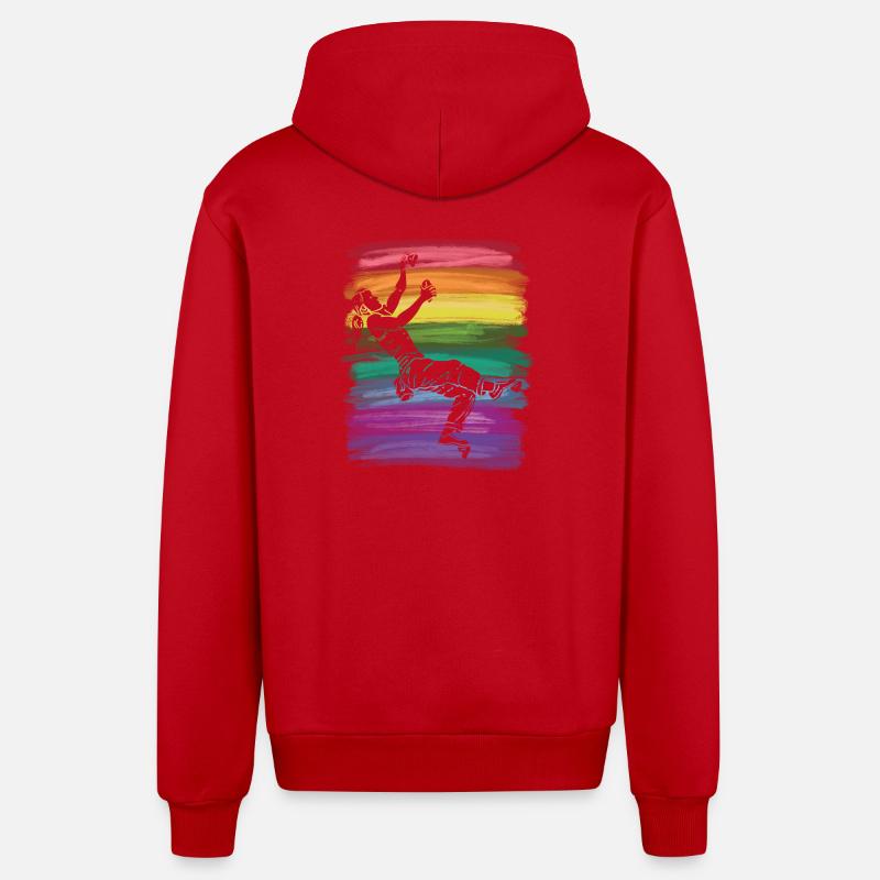 Boulderer Boulder Bouldering - Organic Relaxed Hooded Jacket Made in EU - red