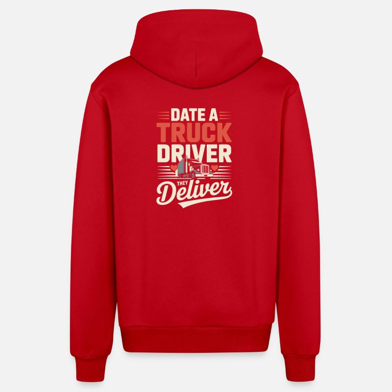 Date Lastwagenfahrer Ehefrau Trucker Spruch - Organic Relaxed Kapuzenjacke Made in EU - Rot
