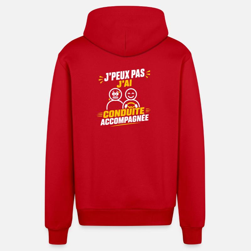 Conduite Accompagnée - Veste à capuche bio décontractée fabriquée en UE - rouge