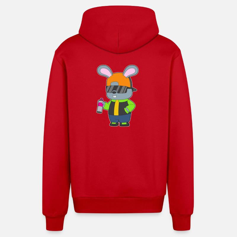 Rabbit Sprayer Spray Can - Organic Relaxed Hooded Jacket Made in EU - red
