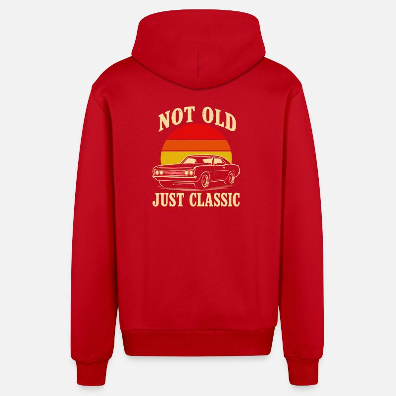 Pas vieux, juste classique - Veste à capuche bio décontractée fabriquée en UE - rouge
