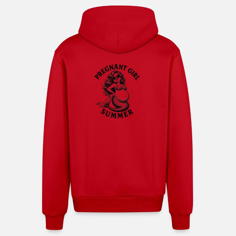 Fille enceinte, été, plage, sirène, - Veste à capuche bio décontractée fabriquée en UE - rouge