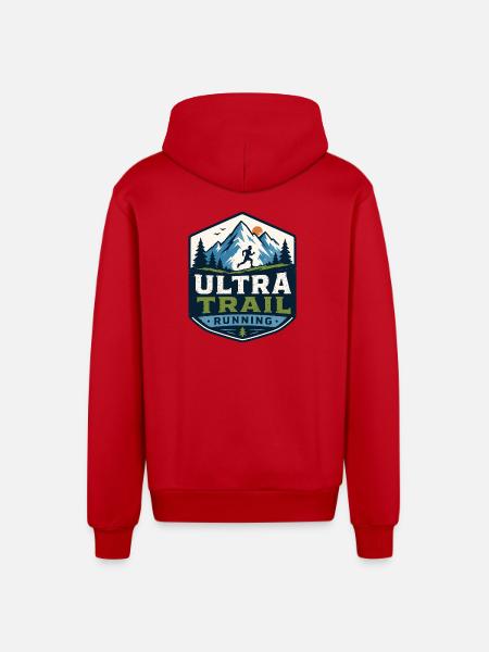 Ultra Trail Running - Organic Relaxed Hooded Jacket Made in EU - red