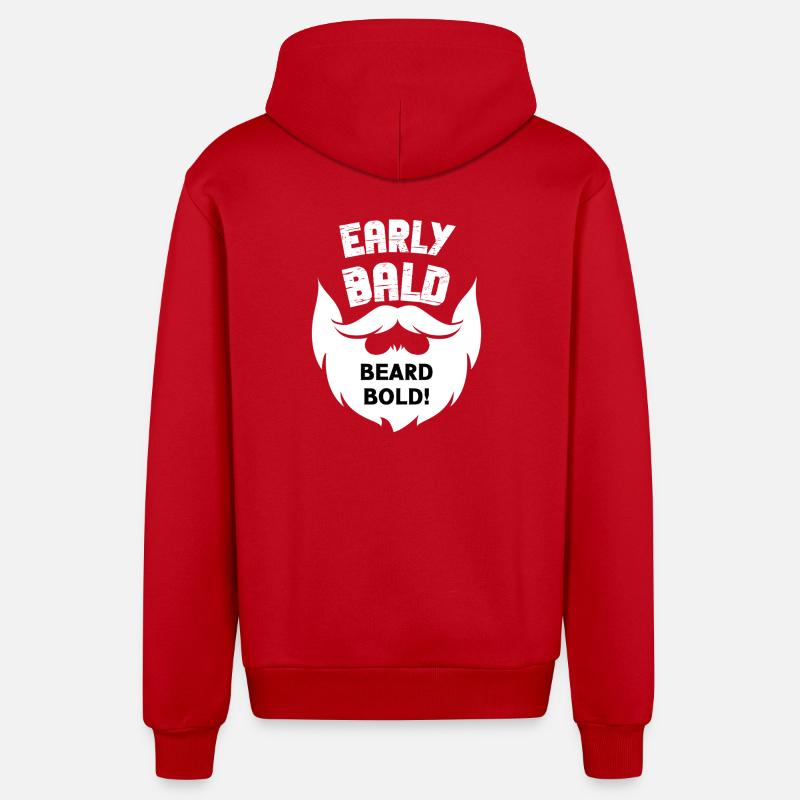 Early Bald Beard Bold - Veste à capuche bio décontractée fabriquée en UE - rouge