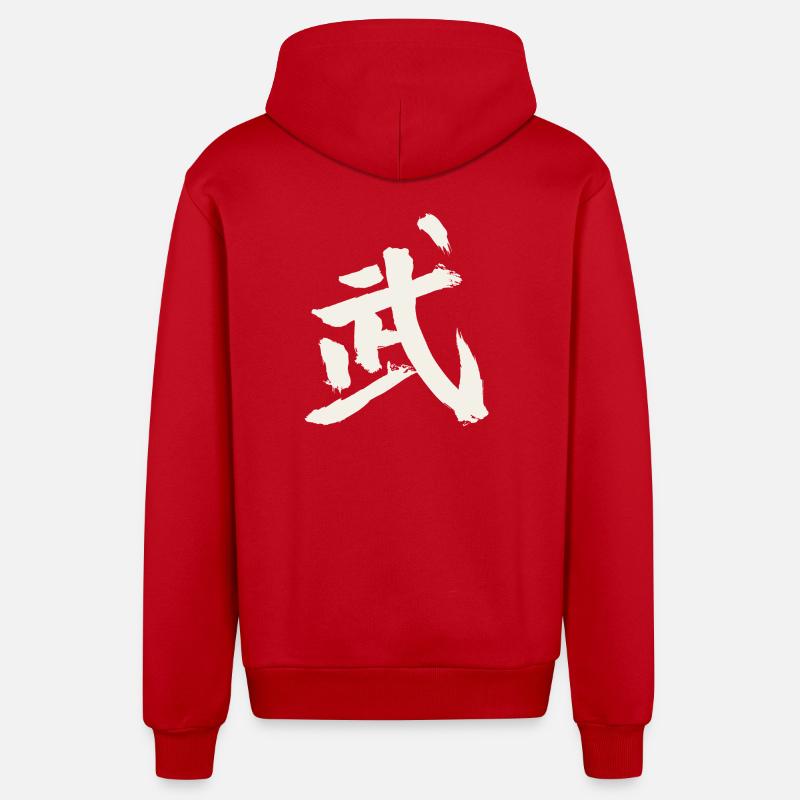 Combat (Wu) chinois - Veste à capuche bio décontractée fabriquée en UE - rouge