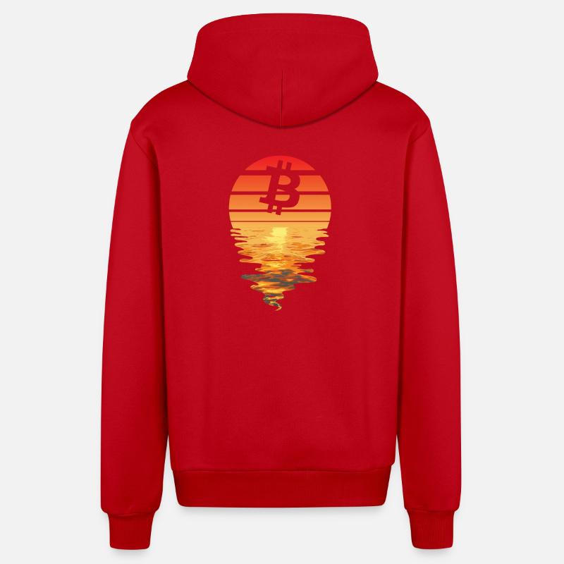 Bitcoin Retro Sunnendoom - Veste à capuche bio décontractée fabriquée en UE - rouge