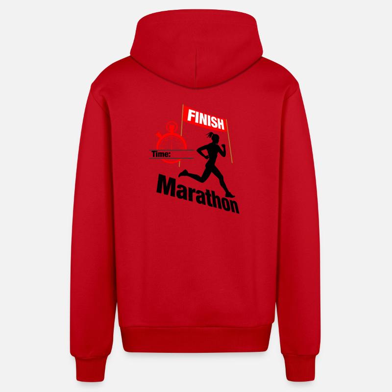 Coureuse marathonienne – Temps de course - Veste à capuche bio décontractée fabriquée en UE - rouge