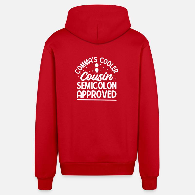 Point-virgule approuvé pour refroidisseur point-virgule - Veste à capuche bio décontractée fabriquée en UE - rouge