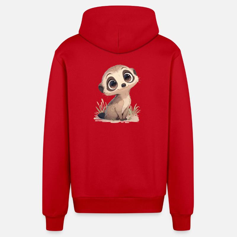Suricate Erdmännchen - Veste à capuche bio décontractée fabriquée en UE - rouge