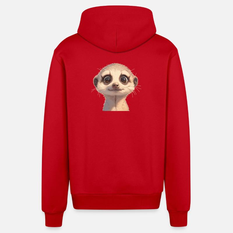 Suricate Erdmännchen - Veste à capuche bio décontractée fabriquée en UE - rouge
