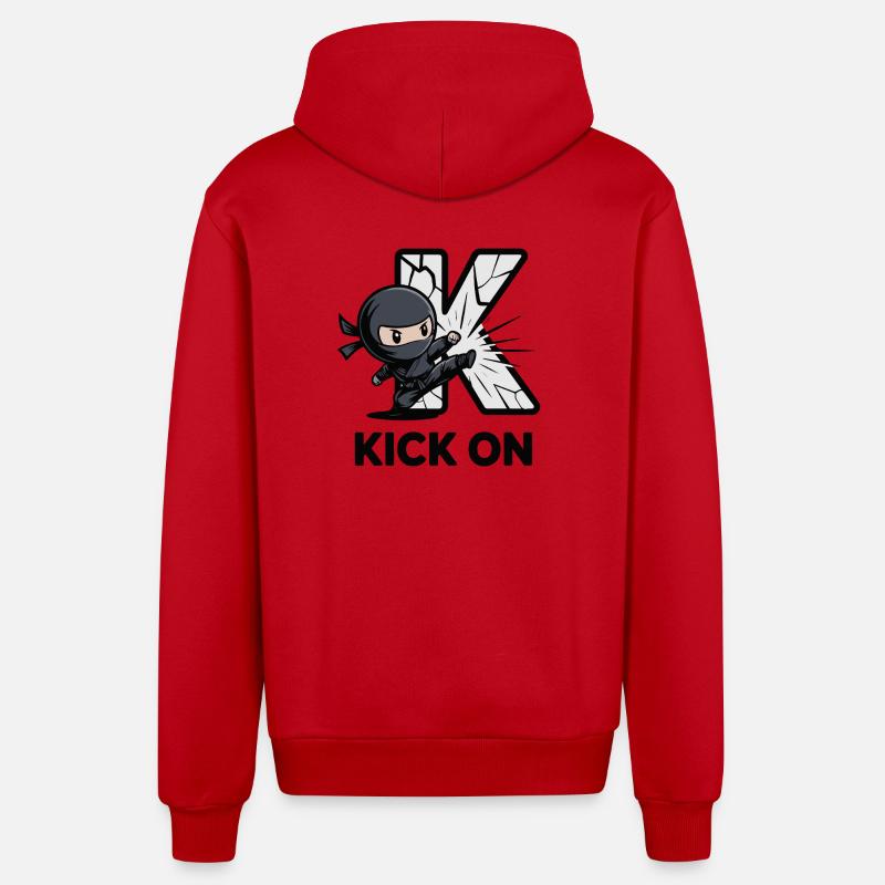Ninja Kick Through K Logo - Veste à capuche bio décontractée fabriquée en UE - rouge