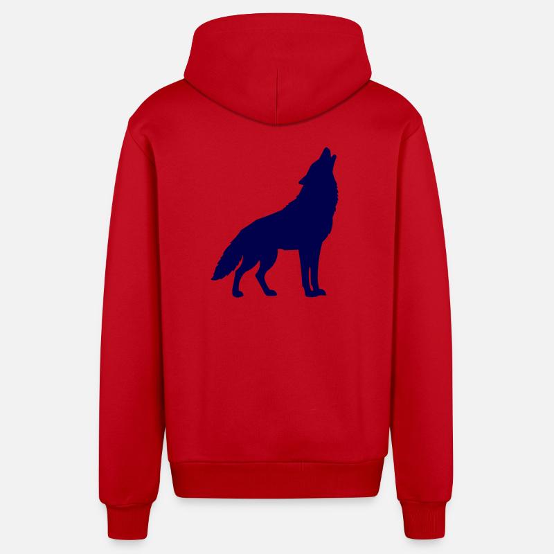 Silhouette du Loup Bleu Minuit - Veste à capuche bio décontractée fabriquée en UE - rouge