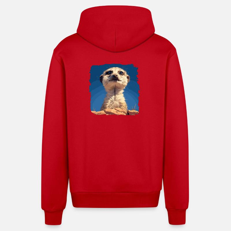 Suricate Erdmännchen - Veste à capuche bio décontractée fabriquée en UE - rouge