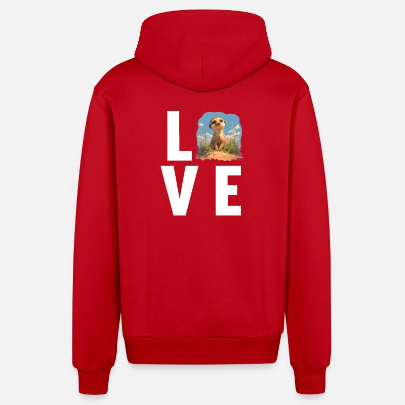 Suricate Erdmännchen - Veste à capuche bio décontractée fabriquée en UE - rouge