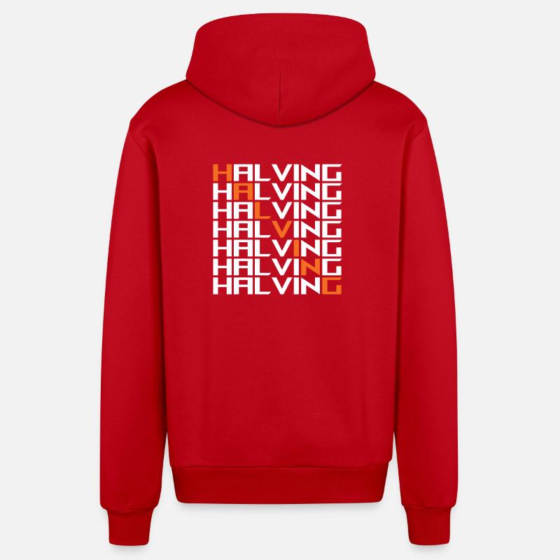Réduire de moitié Bitcoin - Veste à capuche bio décontractée fabriquée en UE - rouge