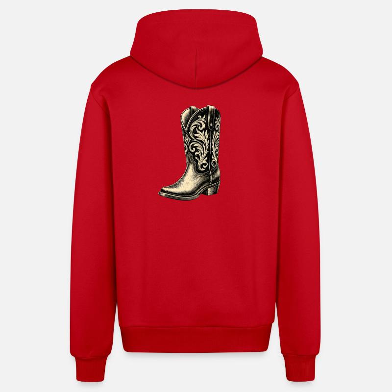 Bottes de cowboy - Veste à capuche bio décontractée fabriquée en UE - rouge