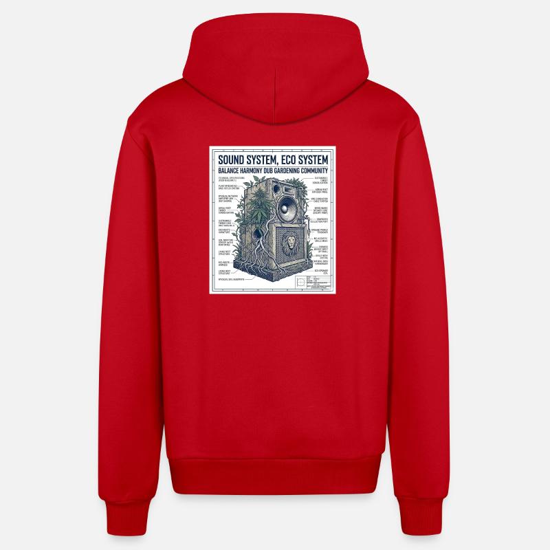 Reggae Soundsystem Eco - Veste à capuche bio décontractée fabriquée en UE - rouge