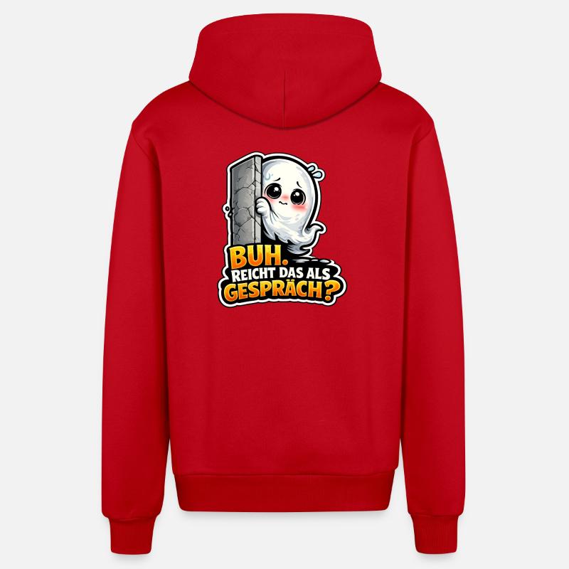 Funny Ghost - Organic Relaxed Kapuzenjacke Made in EU - Rot