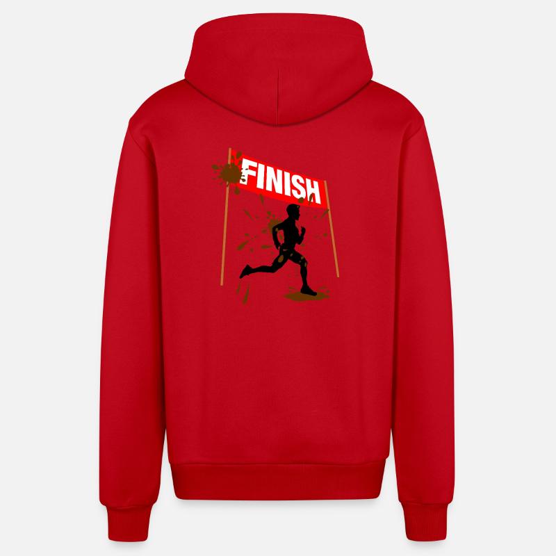 Finisher Course de Boue Hommes - Veste à capuche bio décontractée fabriquée en UE - rouge