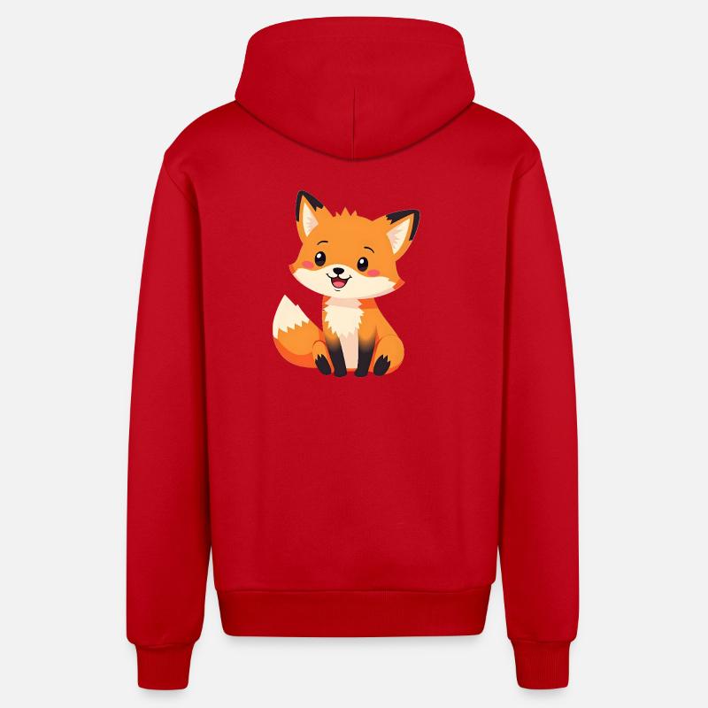 Renard - Veste à capuche bio décontractée fabriquée en UE - rouge