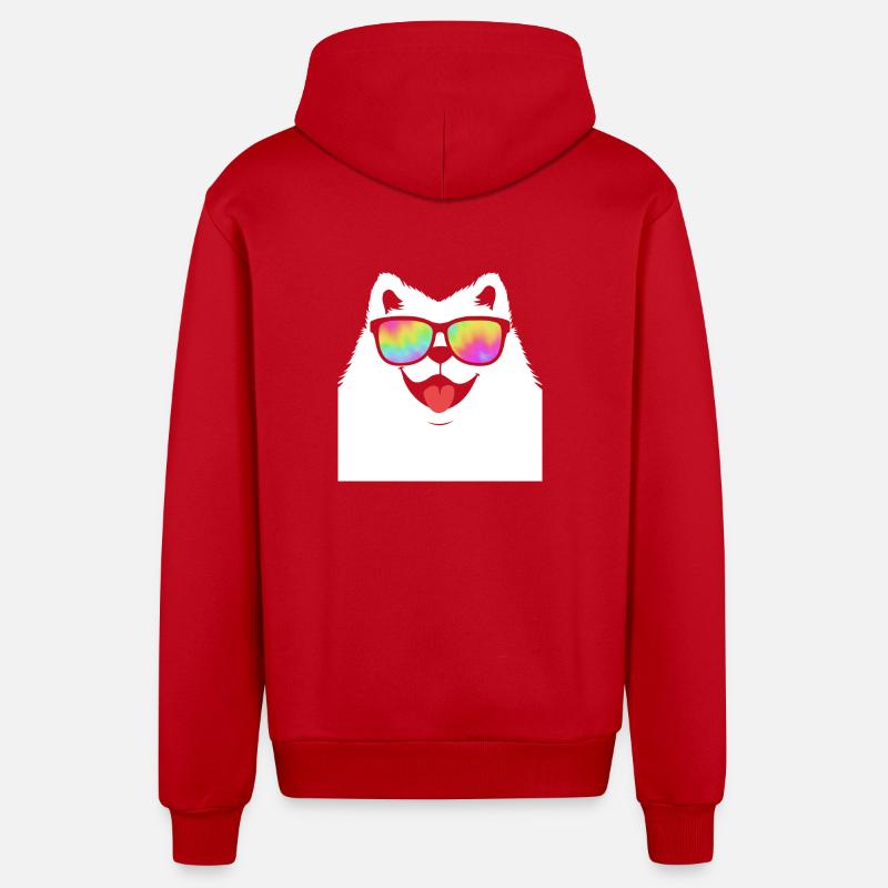 Samoyède - Veste à capuche bio décontractée fabriquée en UE - rouge