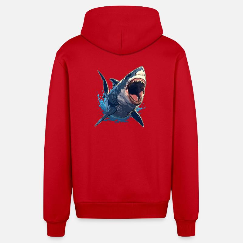 Requins Requin - Veste à capuche bio décontractée fabriquée en UE - rouge
