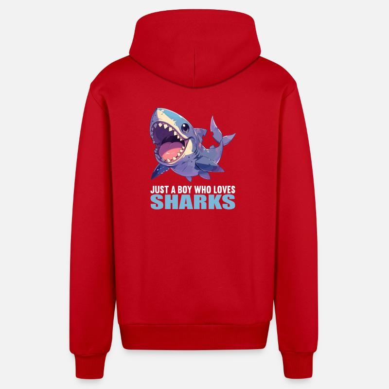 Requins Requin - Veste à capuche bio décontractée fabriquée en UE - rouge