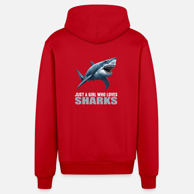 Requins Requin - Veste à capuche bio décontractée fabriquée en UE - rouge