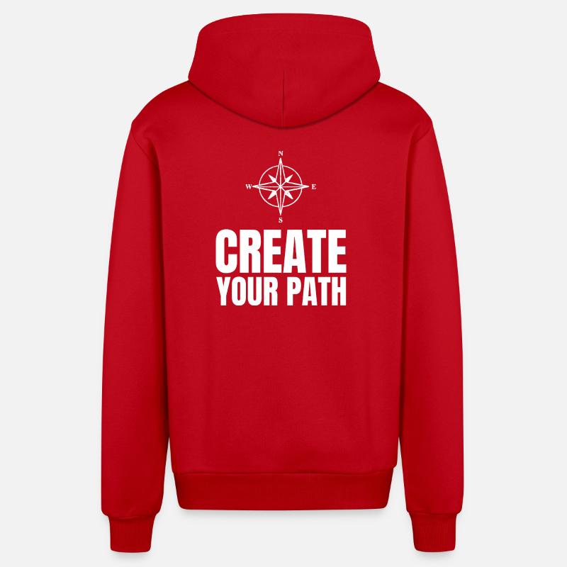 Create Your Path - Organic Relaxed Hooded Jacket Made in EU - red