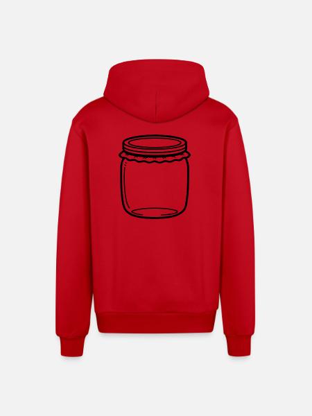 Jam Jar Outline - Organic Relaxed Hooded Jacket Made in EU - red
