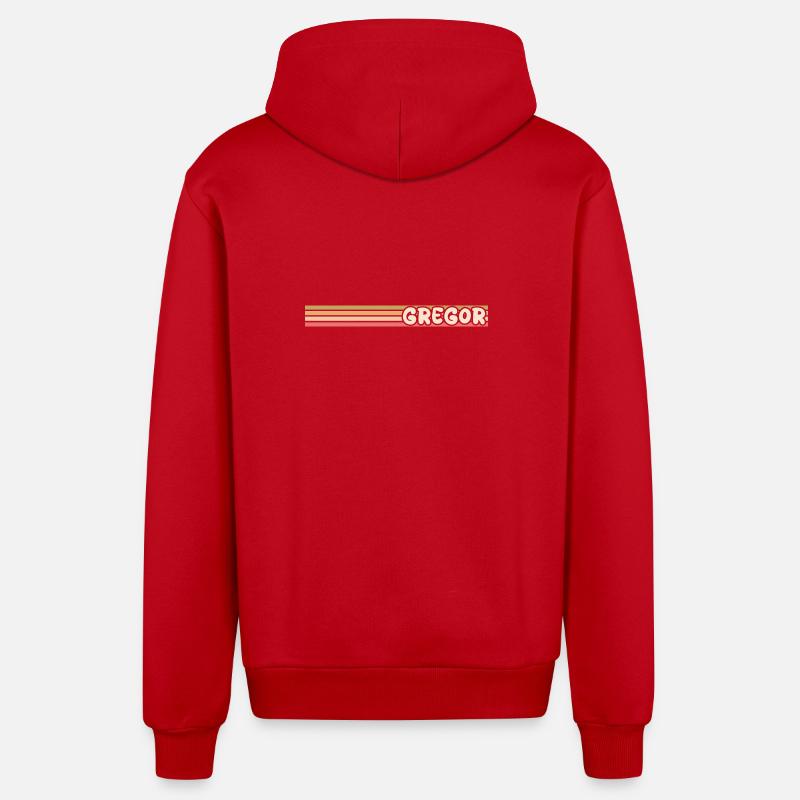 Nom Gregor - Veste à capuche bio décontractée fabriquée en UE - rouge