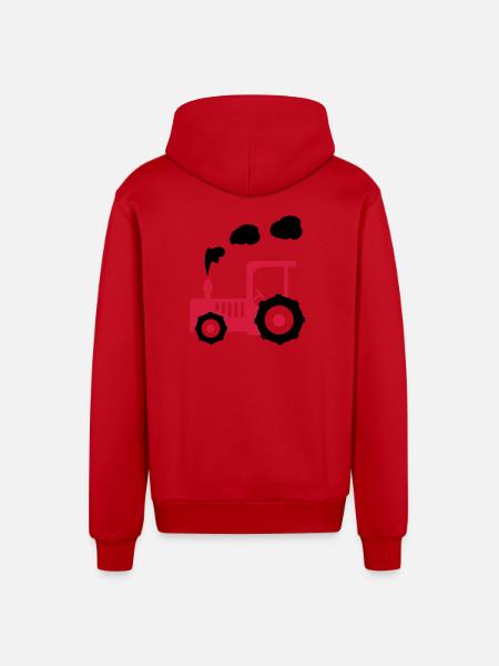 tracteur - Veste à capuche bio décontractée fabriquée en UE - rouge