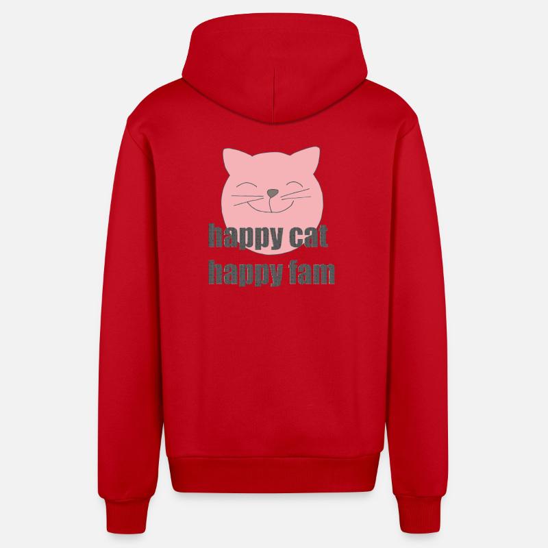 Chat heureux - Veste à capuche bio décontractée fabriquée en UE - rouge
