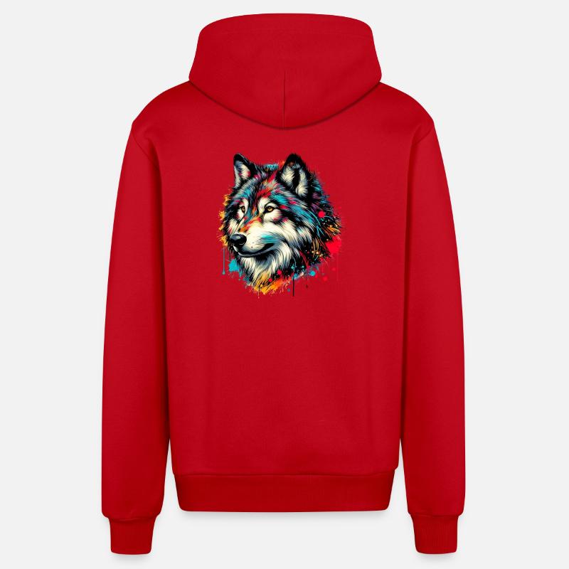 Wolf - Organic Relaxed Kapuzenjacke Made in EU - Rot