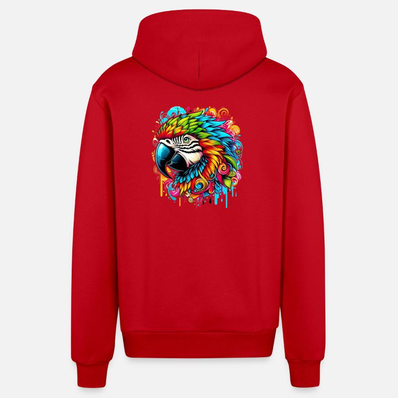 Perroquet - Veste à capuche bio décontractée fabriquée en UE - rouge