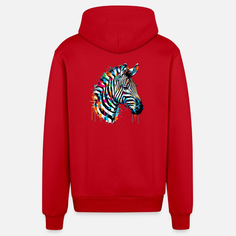 Zebra - Organic Relaxed Hooded Jacket Made in EU - red