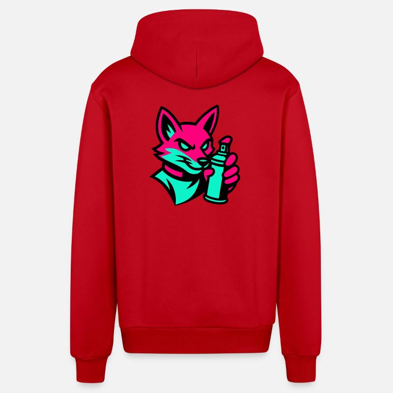 Graffiti Renard - Veste à capuche bio décontractée fabriquée en UE - rouge