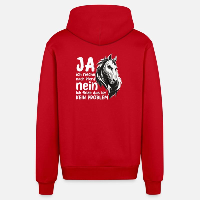 Pferde Spruch mit Pferdekopf Statement Hobby - Organic Relaxed Kapuzenjacke Made in EU - Rot