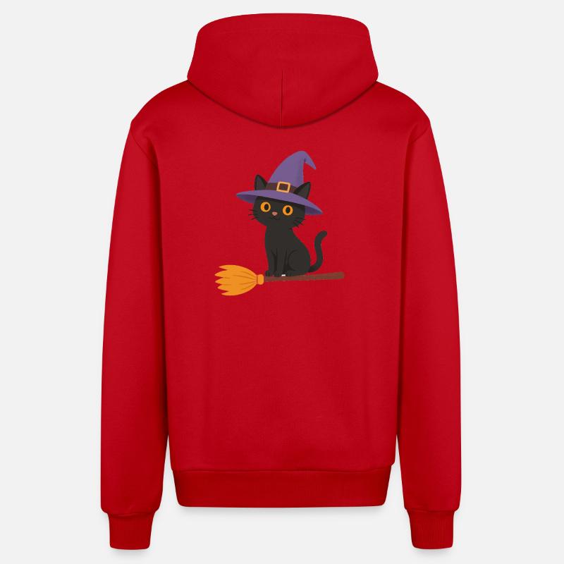 Sorcière sur un balai - Veste à capuche bio décontractée fabriquée en UE - rouge