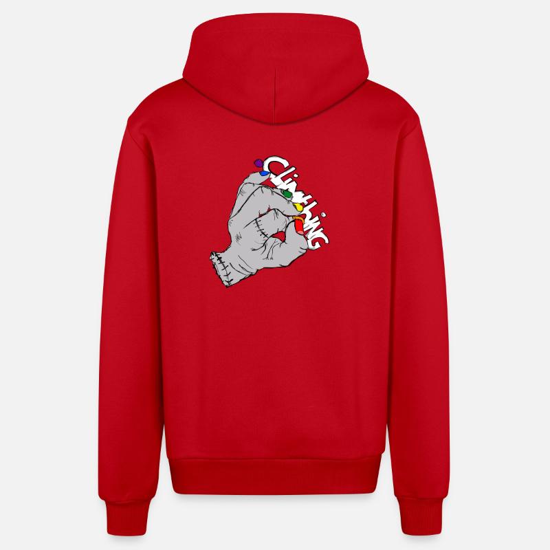 climthing - Veste à capuche bio décontractée fabriquée en UE - rouge