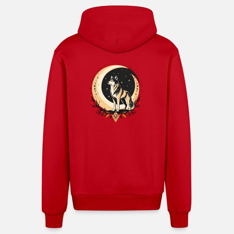 Boho Wolf - Organic Relaxed Kapuzenjacke Made in EU - Rot