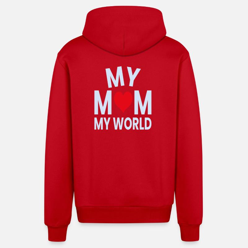 Ma mère, mon cœur du monde - Veste à capuche bio décontractée fabriquée en UE - rouge