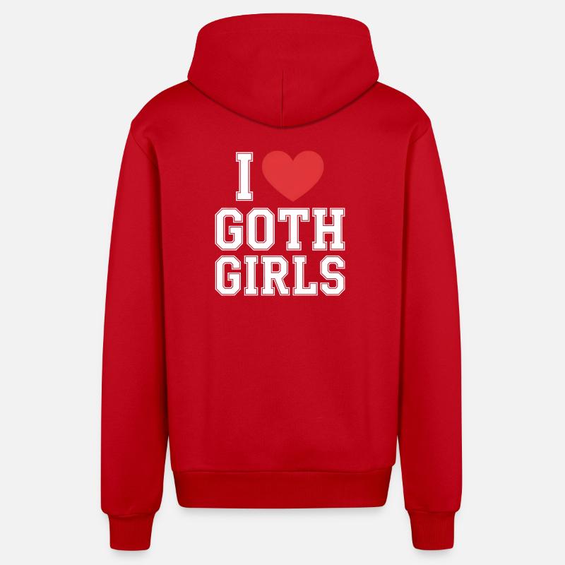 J’adore les filles gothiques - Veste à capuche bio décontractée fabriquée en UE - rouge
