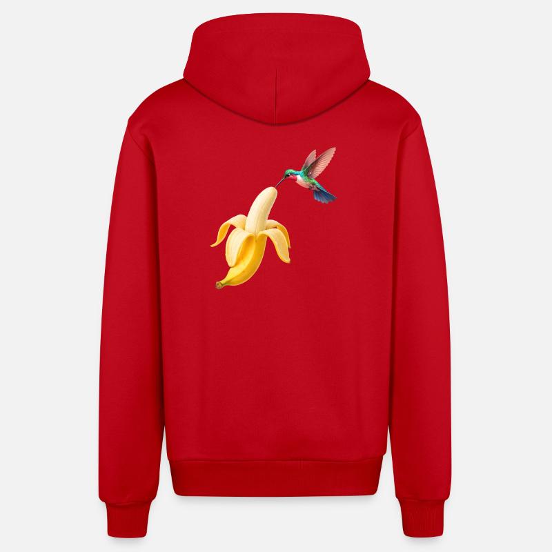 Colibri rencontre banane dorée - Veste à capuche bio décontractée fabriquée en UE - rouge