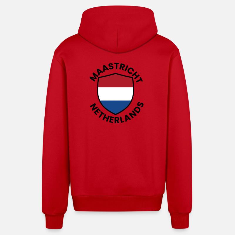 Bouclier de Maastricht Drapeau des Pays-Bas - Veste à capuche bio décontractée fabriquée en UE - rouge
