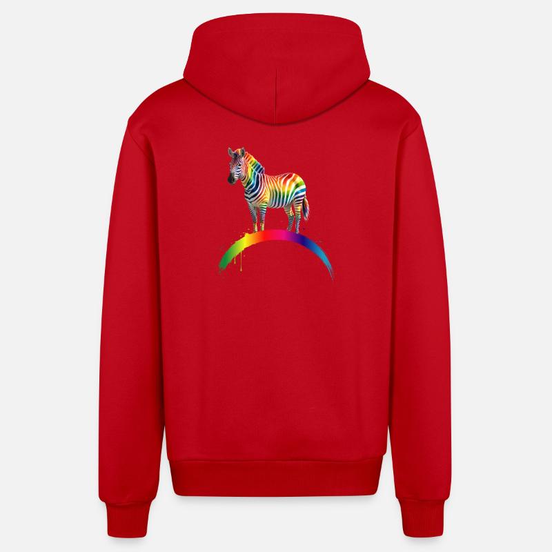 Regenbogen Zebra Farbverlauf Kunst Design - Organic Relaxed Kapuzenjacke Made in EU - Rot