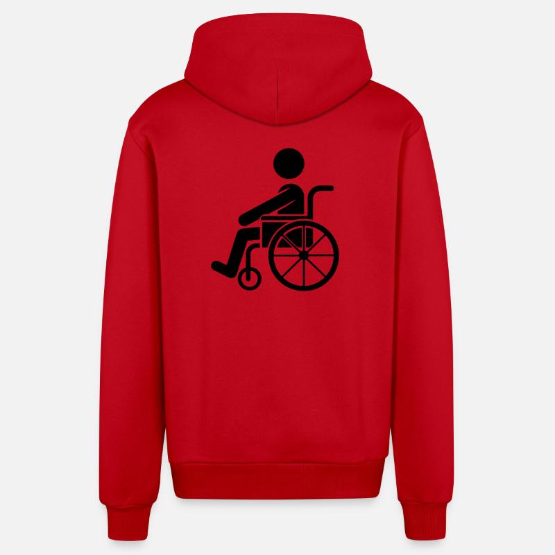 Mann im Rollstuhl - Organic Relaxed Kapuzenjacke Made in EU - Rot